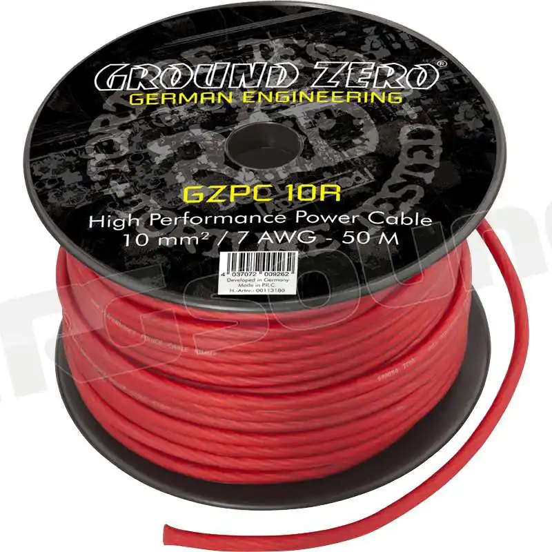 Ground Zero GZPC 10R 10 mm² cavo di potenza CCA rosso – Lunghezza 5