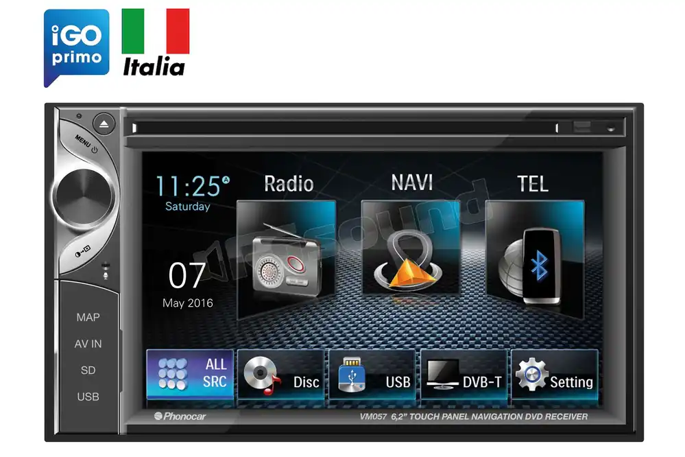 Phonocar VM057M CD/DVD - Bluetooth - USB - mappa Italia iGo Primo Mo
