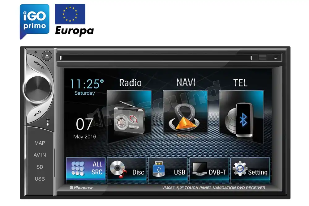 Phonocar VM057E CD/DVD - Bluetooth - USB - mappa Europa iGo Primo Mo