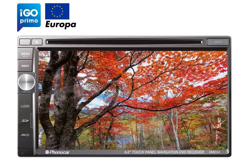 Phonocar VM034E con mappa Europa inclusa Monitor auto 1 e 2 Din Car