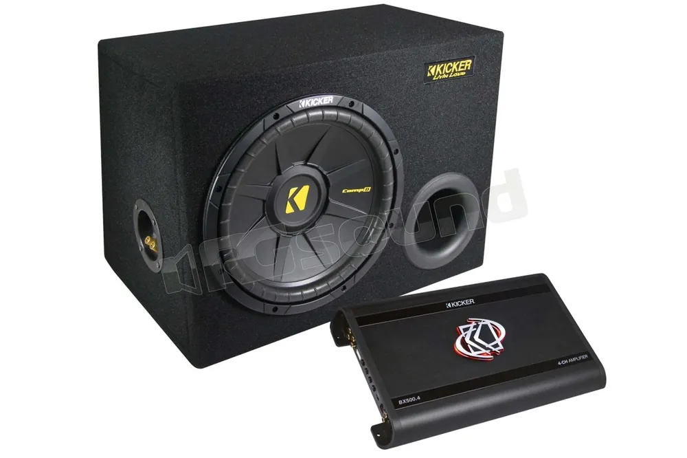 Kicker KPX500.4 sub 30cm in cassa reflex e amplificatore 4 canali Su