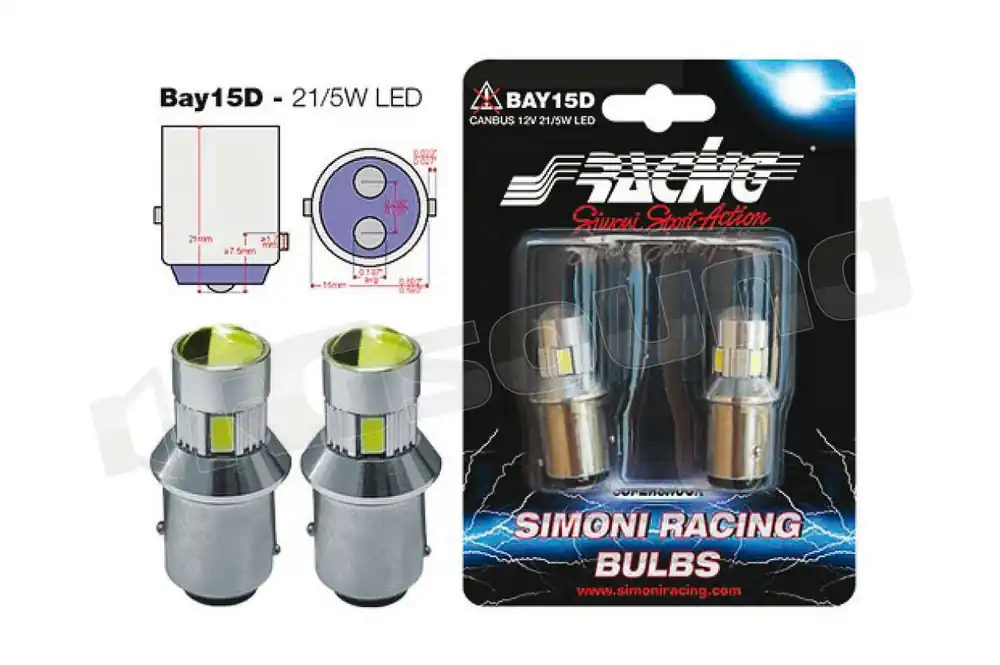 Simoni Racing CNPD/W BAY15D indicatori LED ultrabianchi Illuminazion