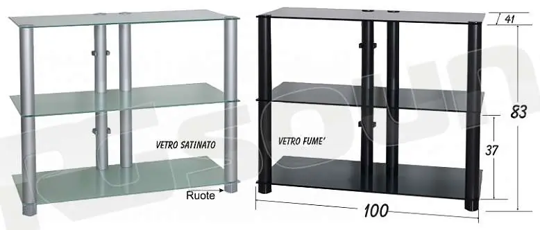 Prandini 402 colore grigio con vetri satinati Supporti TV LCD Plasma