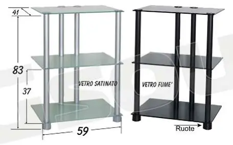 Prandini 401 colore grigio con vetri fumè Supporti TV LCD Plasma Pr