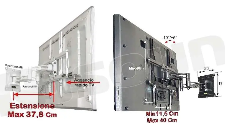 Prandini AL20 staffa da parete per plasma, lcd, led Supporti TV LCD