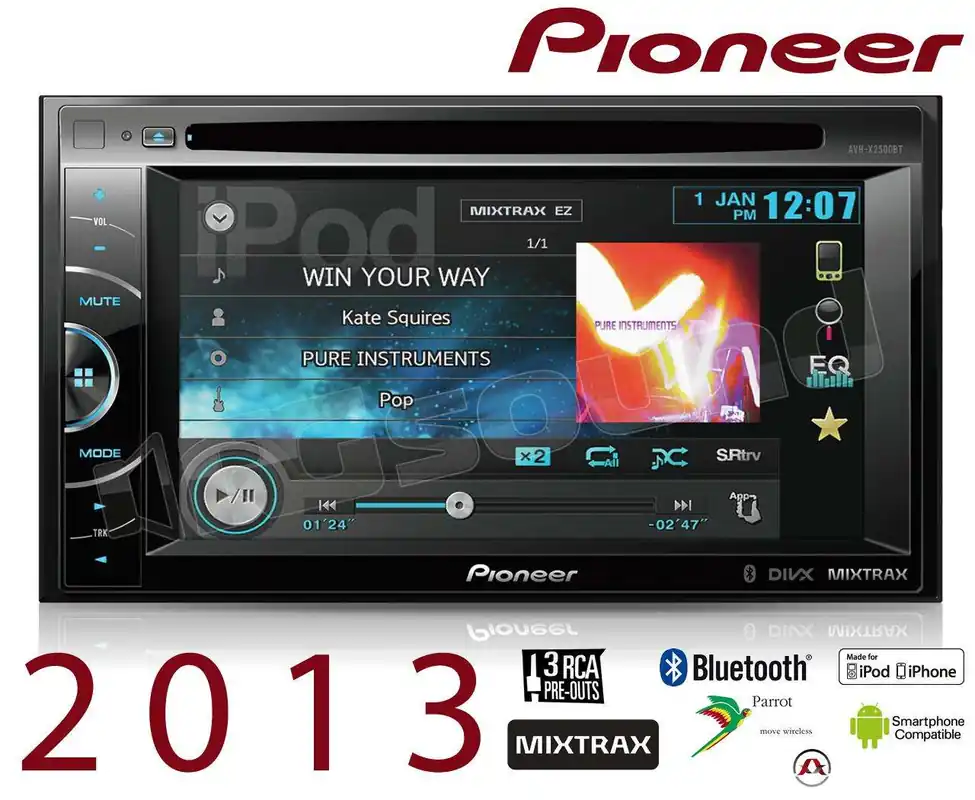 Pioneer AVH-X2500BT Monitor auto 1 e 2 Din Car multimedia - Monitor