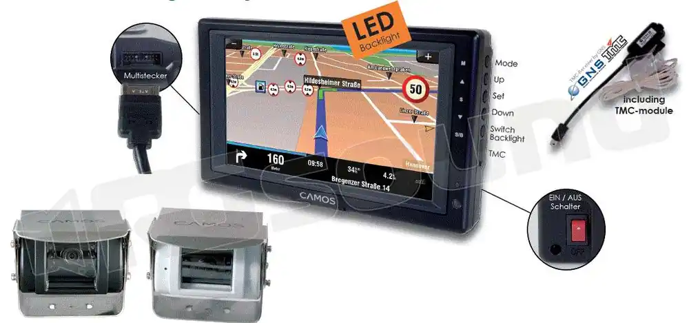 Camos CNR-942 Navigatore 7" professionale con software e retrocamera