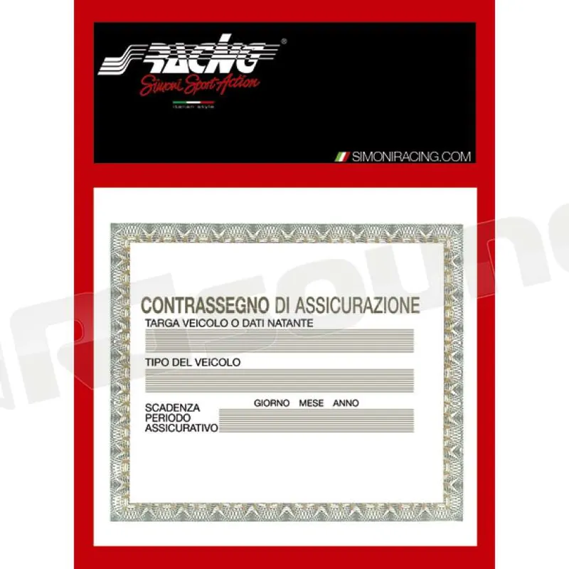 Simoni Racing PBSR/2-24 Porta assicurazione adesivo Interni - Strume