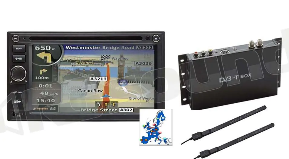 Macrom M-DVD5561R + mappa M-NV10I61 + DVB M-TVT300D + coppia antenne M