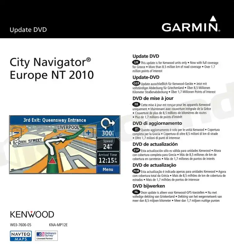 Kenwood KNA-MP12E - Aggiornamento mappa DNX-5220, 5220BT, 5240, 5240BT