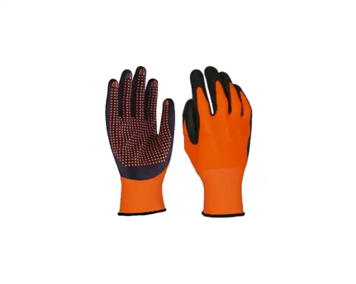 GUANTI ARANCIONI NITRILE PUNTINATI TG.10