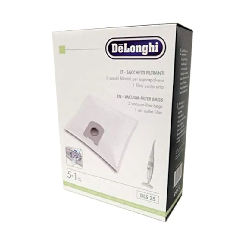 DeLonghi Sacchetto in microfibra per aspirapolvere DLS25 5 sacchetti con filtro pre-motore 5519210241