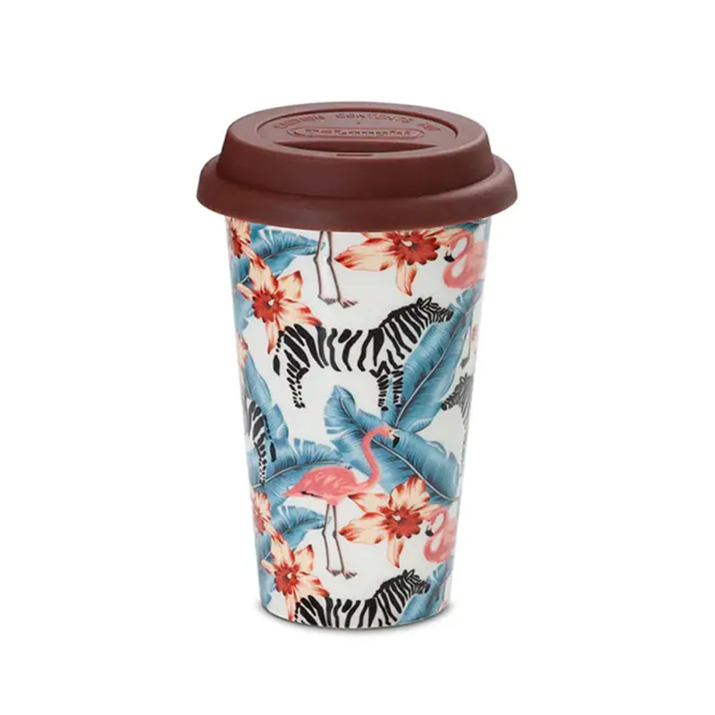 DeLonghi tazza termica in ceramica con coperchio in silicone The animals 300 ml DLSC067