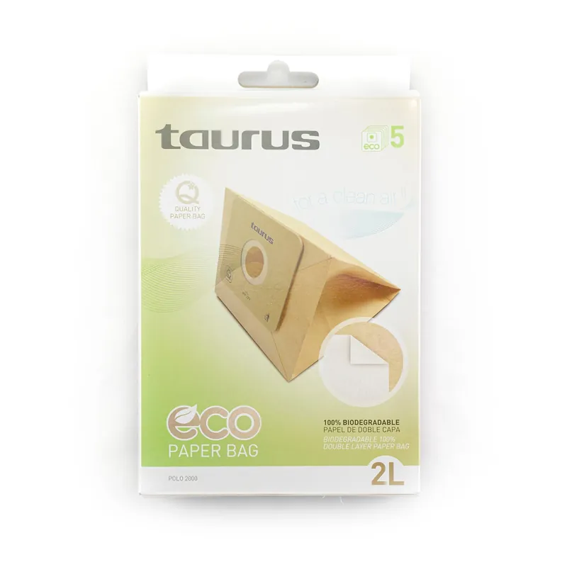 Confezione di sacchetti di carta da 2L per aspirapolvere con sacco Taurus 999193000