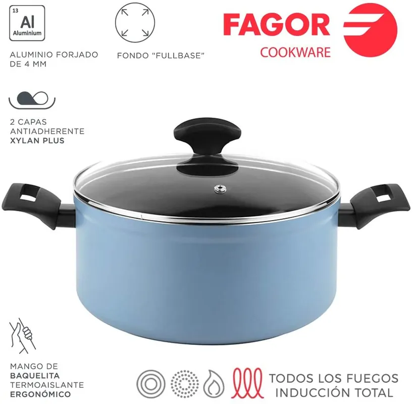 FAGOR Pentola MAXIMA Blu + Coperchio Ø24