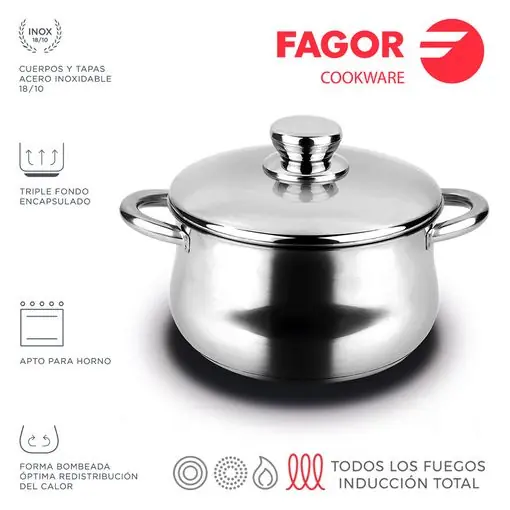 FAGOR Pentola SILVERINOX + Coperchio Ø20