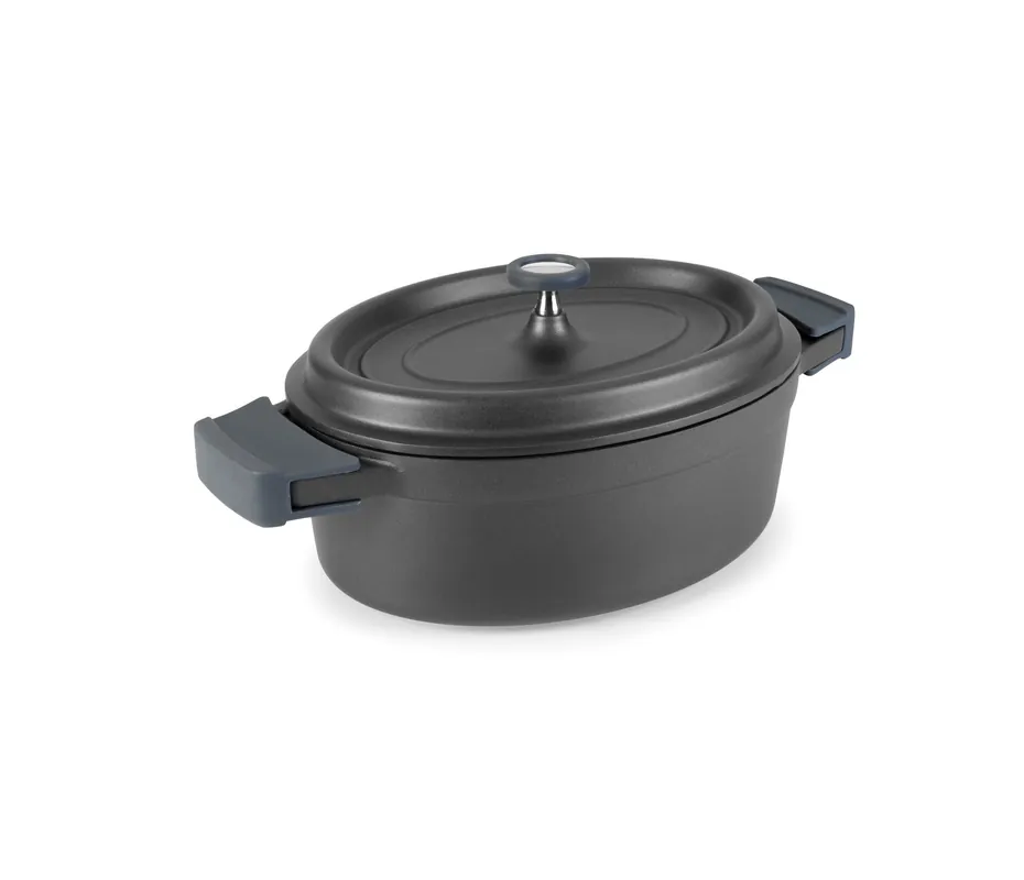 LACOR Cacerola ovale con coperchio nero Cocotte 25933