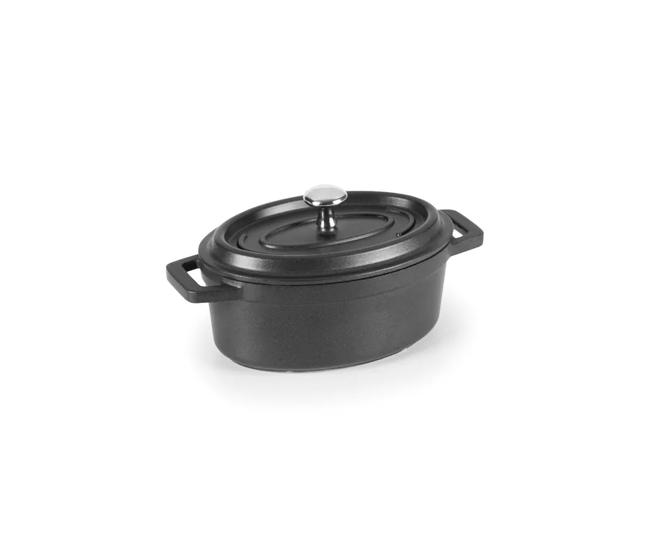 LACOR Cacerola ovale con coperchio nero Mini Cocotte 25912