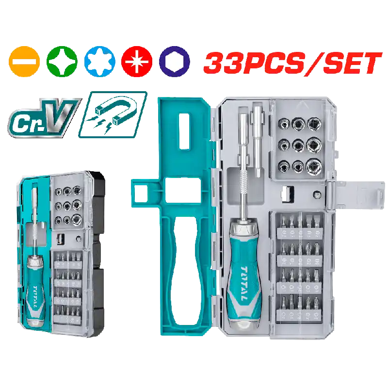 Set 33 pezzi giravite portainserti a cricchetto