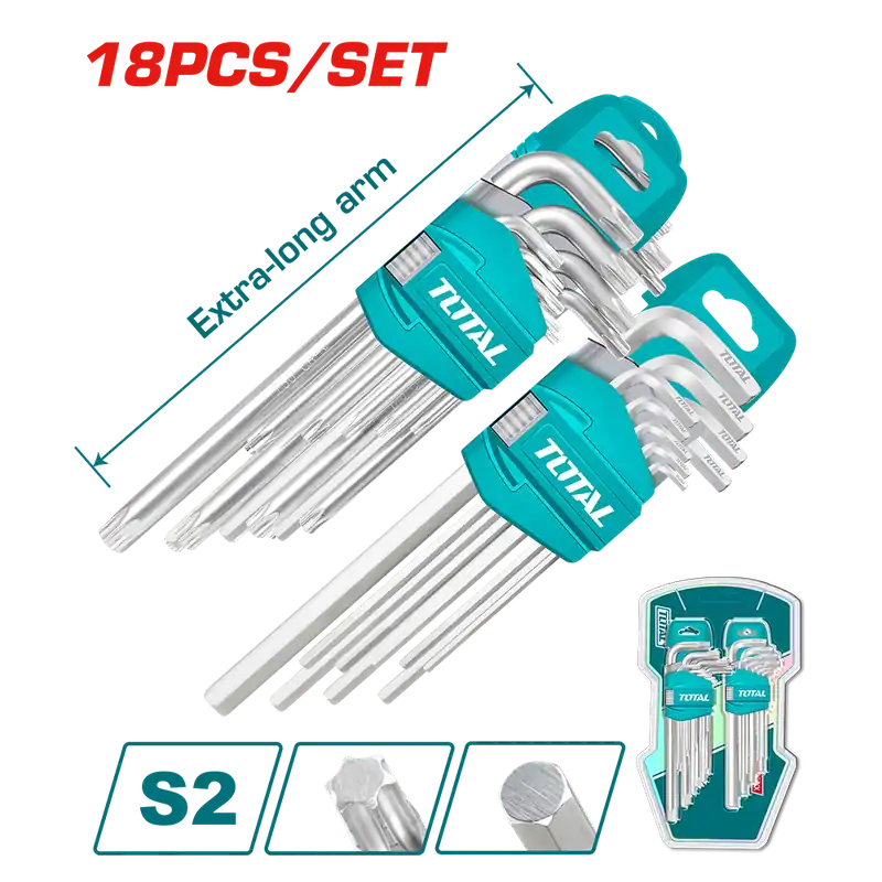 Set di 18 chiavi maschio esagonali e per viti con impronta Torx®