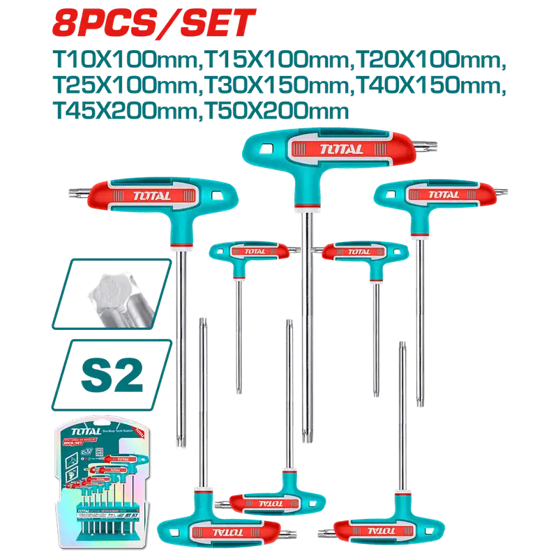Set 8 chiavi maschio piegate con impugnatura per viti con impronta Torx®