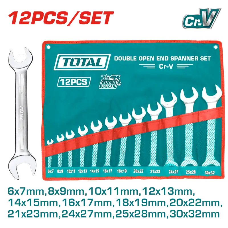 Set chiavi a forchetta doppie in busta, 12 pezzi