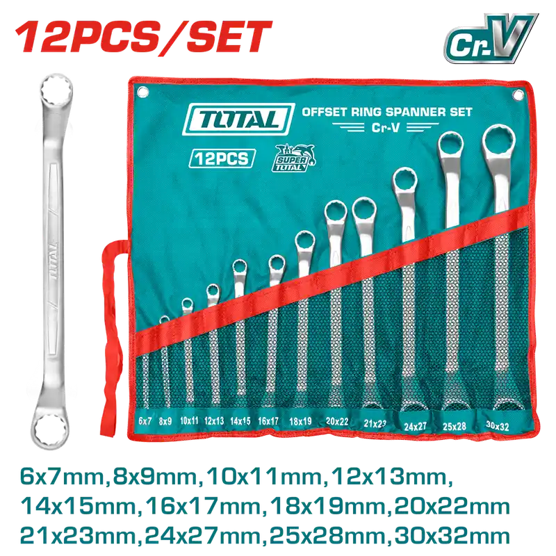 Set chiavi poligonali doppie curve in busta, 12 pezzi