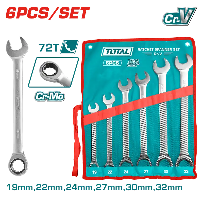 Set chiavi combinate a cricchetto in busta, 6 pezzi