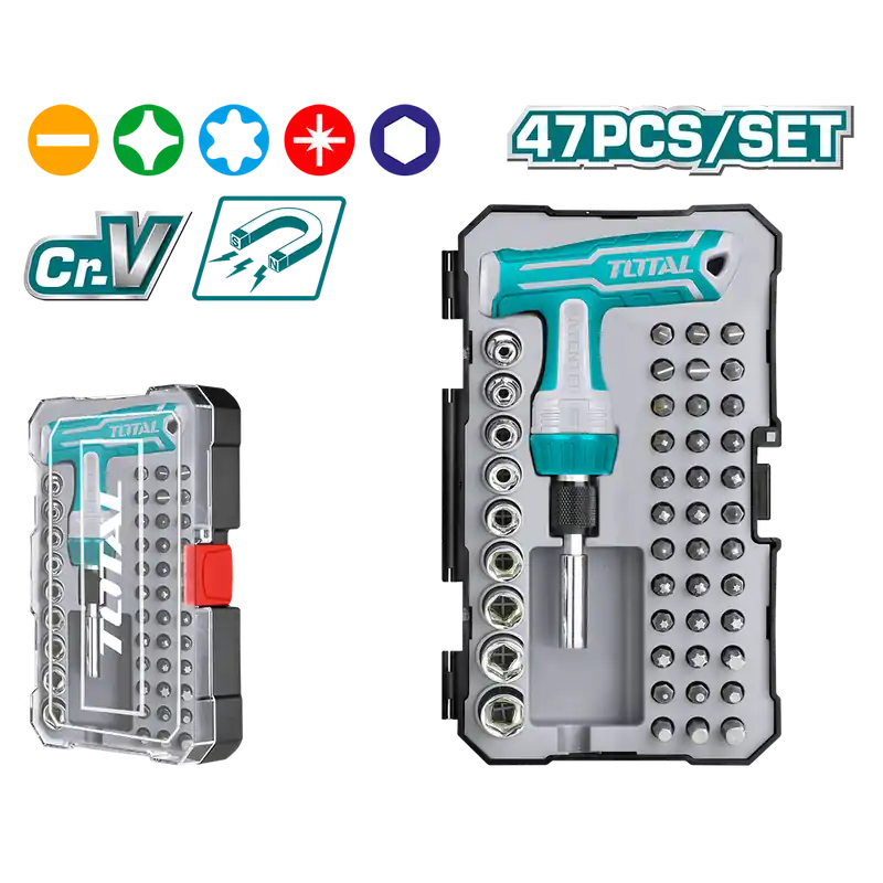 Set 47 pezzi giravite a cricchetto impugnatura a T