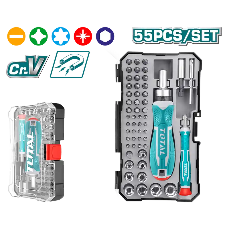 Set 55 pezzi giravite portainserti a cricchetto