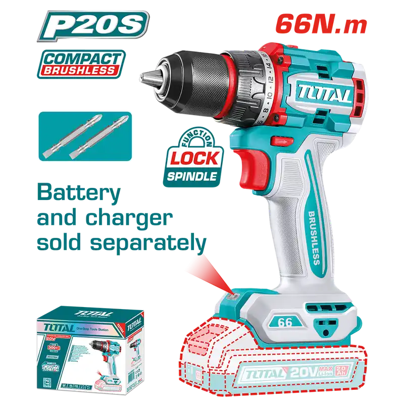 Trapano Avvitatore Brushless 20V, 66 Nm - Solo Corpo Macchina