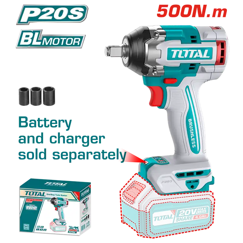 Avvitatore ad Impulsi 20V, 1/2", 500 Nm - Solo Corpo Macchina