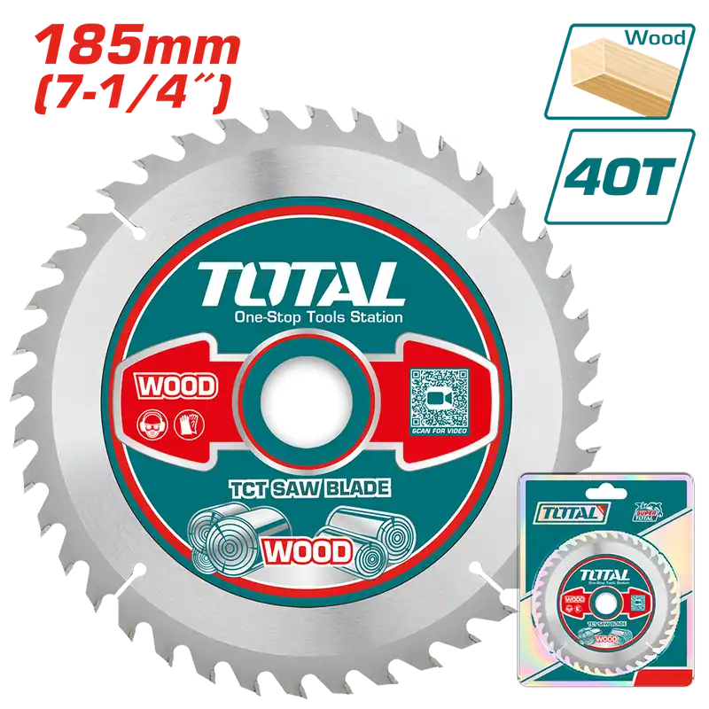Disco Taglio Legno per Seghe Circolari - 185 mm, 40 Denti
