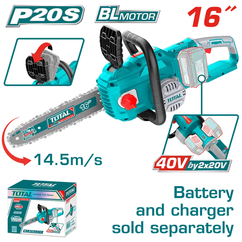 Motosega a Batteria 40V, 40 cm , SOLO CORPO MACCHINA