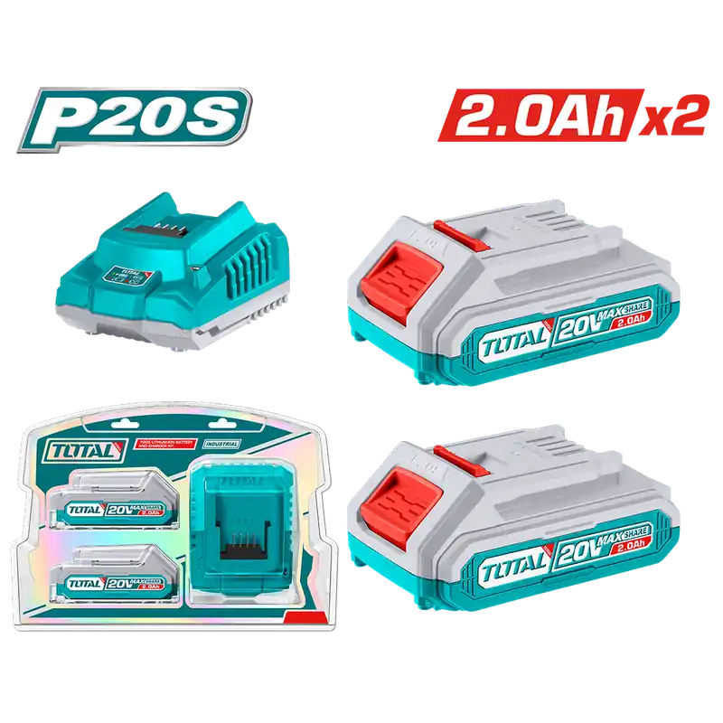 Starter Kit 2 Batterie 20 V, 2 Ah + Caricabatterie 2 A