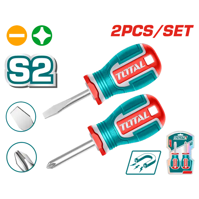 Set 2 giraviti corti intaglio Phillips®
