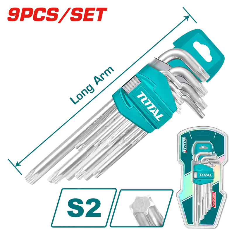 Serie 9 chiavi maschio piegate per viti con impronta Torx®