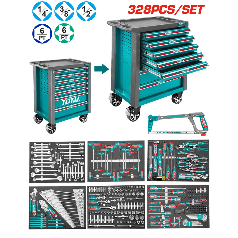 Carrello Portautensili 7 Cassetti con 328 Utensili