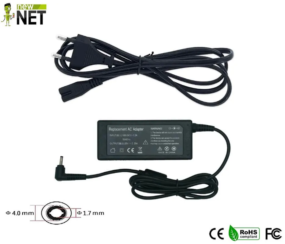 Alimentatore 45W per LENOVO Ideapad – 20 V / 2.25 A – 4.0 x 1.7 mm