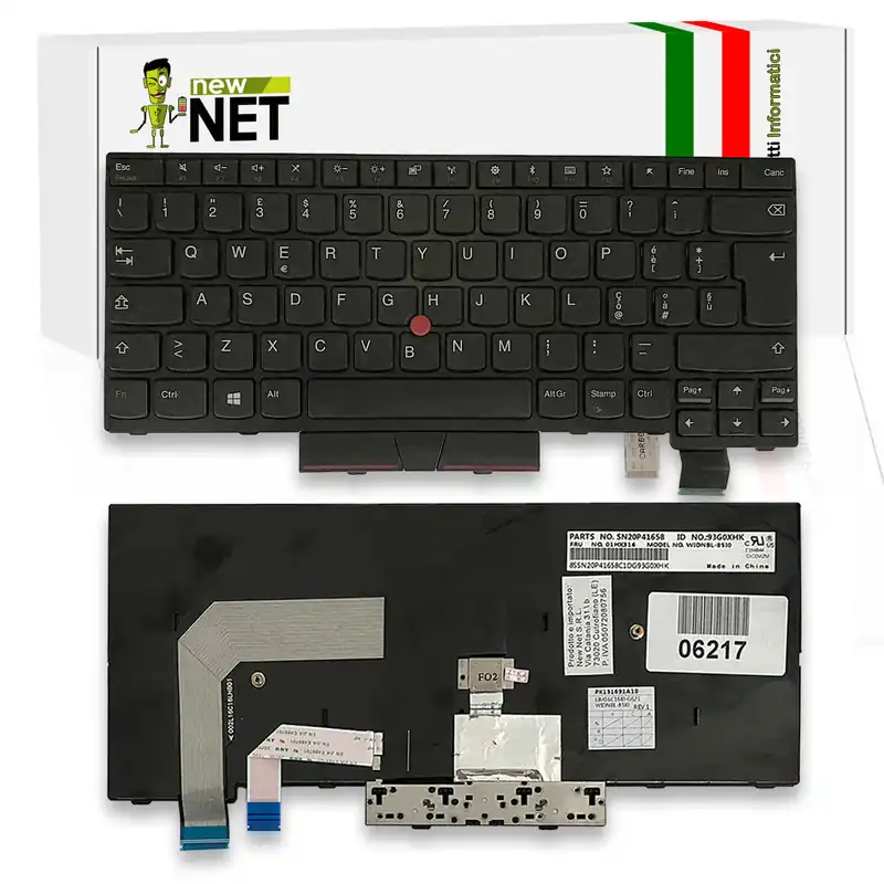 Tastiera retroilluminata per Lenovo ThinkPad A475 A485 T470 T480 con frame nero e trackpoint
