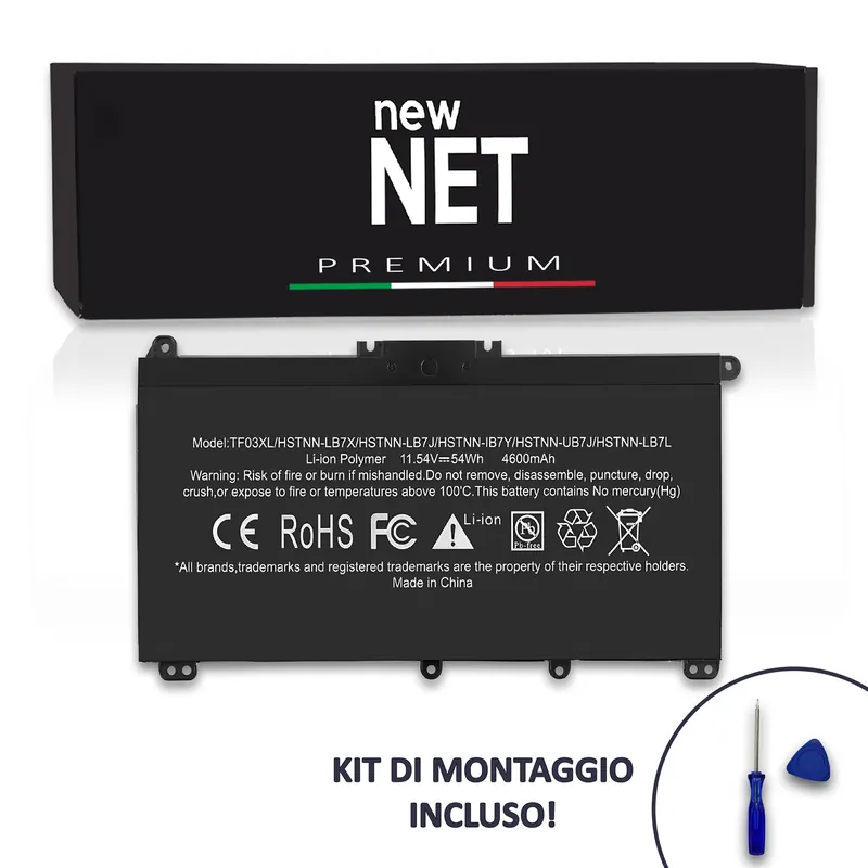 Batteria New Net Premium TF03XL per HP Pavilion x360 14-cd – 11.4-11.55V, 4600mAh / 54Wh