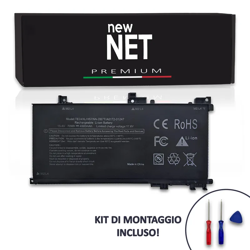 Batteria New Net Premium TE04XL per HP Pavilion 15-bc – 15.2-15.6V, 4500mAh / 70Wh