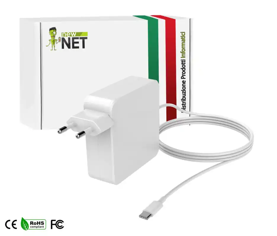 Alimentatore 87W per MacBook Pro 15″ 2017 – 5.2 V / 2.4 A – 9 V / 3 A – 20.2 V / 4.3 A + cavo Type-C (rimovibile)