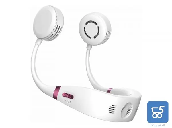 Condizionatore Ventilatore da Collo Senza Lame con Chip Refrigerante USB Ricaricabile Portatile con Rotazione a 360 Gradi