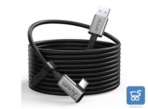 Cavo Link da USB 3.2 Gen 1 A a C per VR Oculus Quest 1/2 5 Gbps Trasferimento dati PC Alta Velocità e Ricarica Rapida 5 Metri