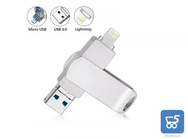Chiavetta USB da 256 GB 3 in 1 per iPhone e connettore USB / micro USB – Compatibile con iOS, Andriod e PC copia