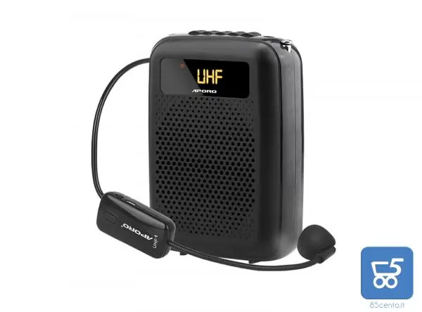 APORO T4 Amplificatore per Voce Cassa UHF Bluetooth con Microfono Portatile – Colore Nero