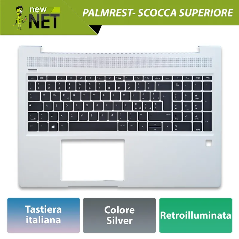 Top Case L45090-061 con Tastiera italiana per HP ProBook, Colore Silver (Argento)