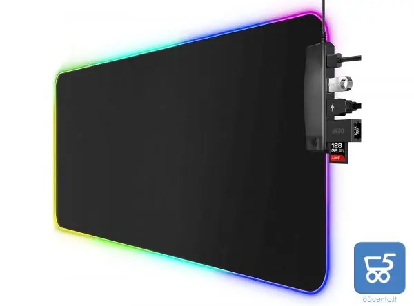 RGB Gaming Mousepad tappetino resistente all’acqua 80x30x0,5 cm 14 modalità led con hub 3 USB 1 USB type C