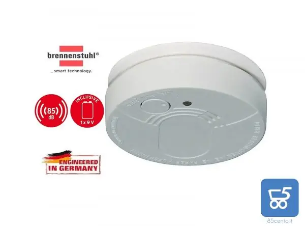 Rilevatore di Fumo BR 166 con Allarme Acustico 85 db Batteria 9V inclusa
